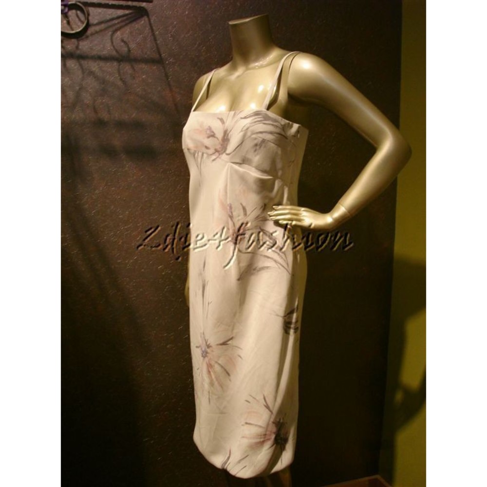 $2650 NWT GIORGIO ARMANI Gray Floral Wildflowers Silk Sun Dress 6